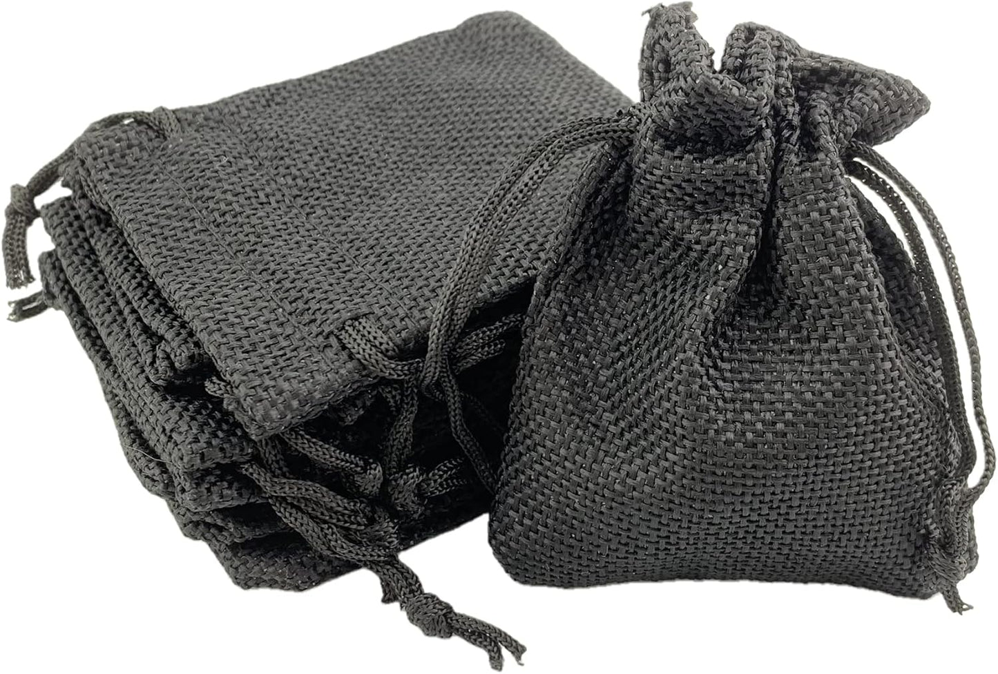 Palmhomee Pack of 25 Burlap Gift Bags with Drawstring Linen Jewelry Pouches Wedding Hessian Jute Bags for Birthday Jewelry and Treat Pouches Party Wedding Favors Gift Art and DIY Craft (2.8x3.6 Inch, Black)