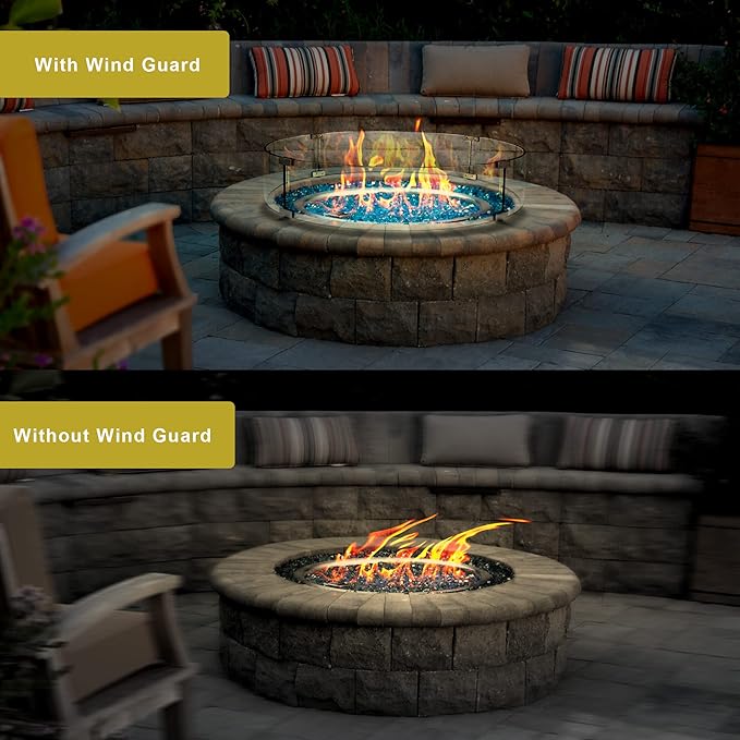 Holy Fire 23.5" L x 23.5" x 6" Square Fire Pit Glass Wind Guard Clear Tempered Glass Flame Protective Pane Wind Resistant - Fits 18” Square Fire Pit Burner Pan