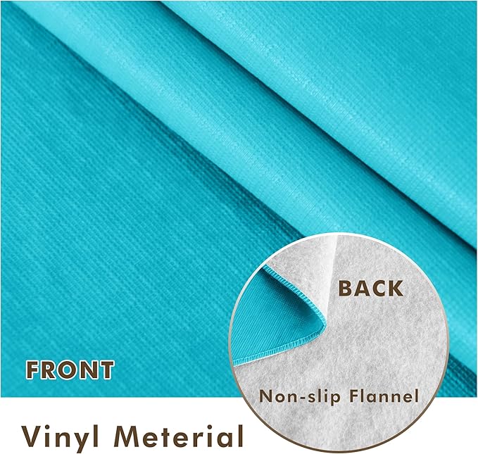 Nasitos 2 Pack Vinyl Plastic Table Cloth Rectangle 60x84 Inch-Flannel Backed Teal Vinyl Tablecloths, Disposable Tablecloth for Picnic, Wedding, Holiday Dinner, Special Events
