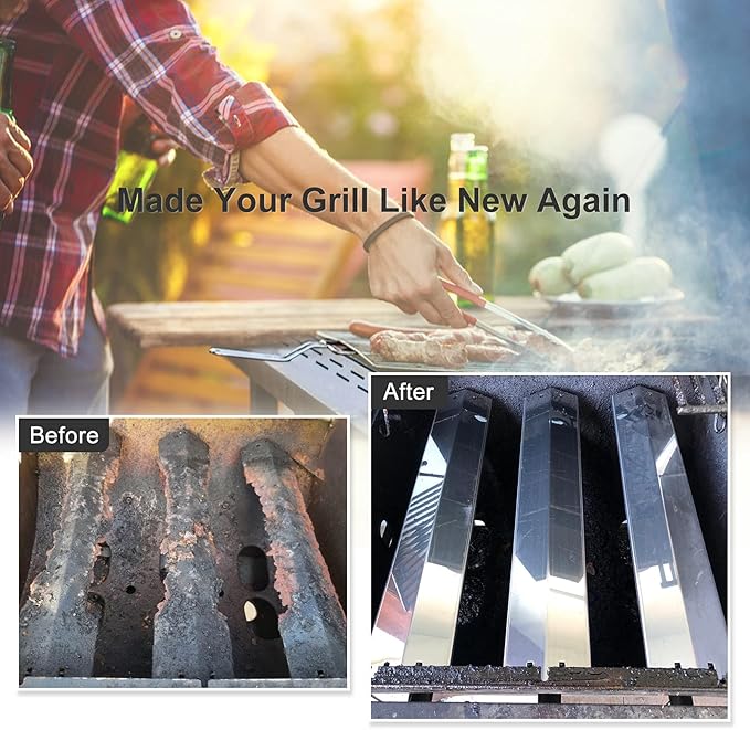 Criditpid Heat Plates Shield Replacement Parts for Char griller 5050, 5650, 3001, 5072, 3008 Grill, Stainless Steel Heat Tent Burner Cover Flame Tamers for Chargriller Duo 5050, King Griller 3008 5252