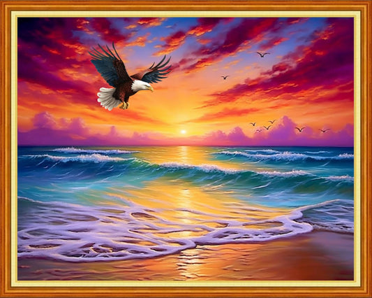 Dooxvey Cross Stitch Kits for Adults Beginners,Full Range of Cross-Stitch Stamped Kits Needlepoint Kits for Beginners Embroidery Kits 11CT Cross Stitch Patterns-Sunrise by The Seaside 16x20 inch