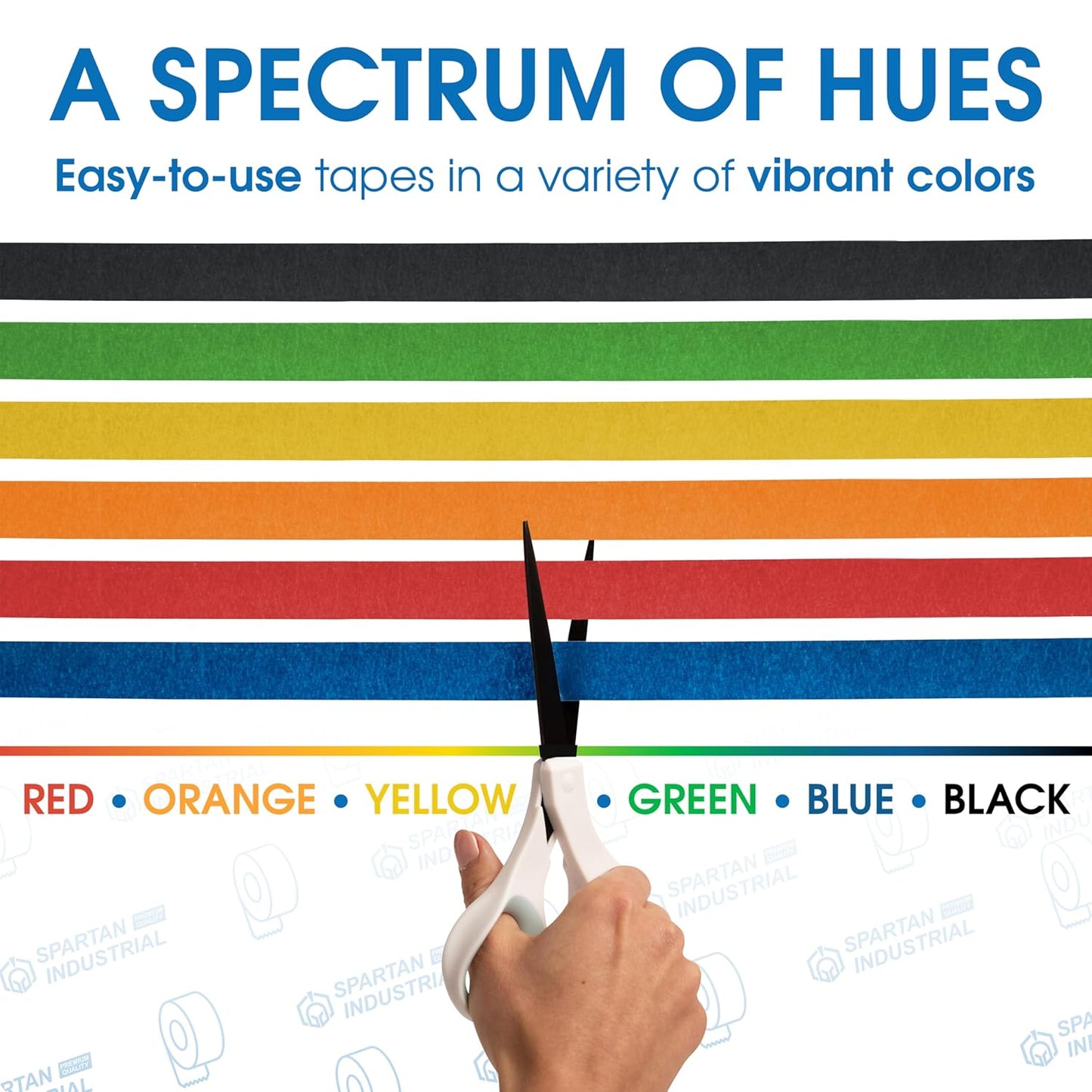 Spartan Industrial - 1" X 60 yd Red Masking Tape - 12 Colored Tape Rolls for Bundling, Labeling, and More - No Residue, 5.5 Mil