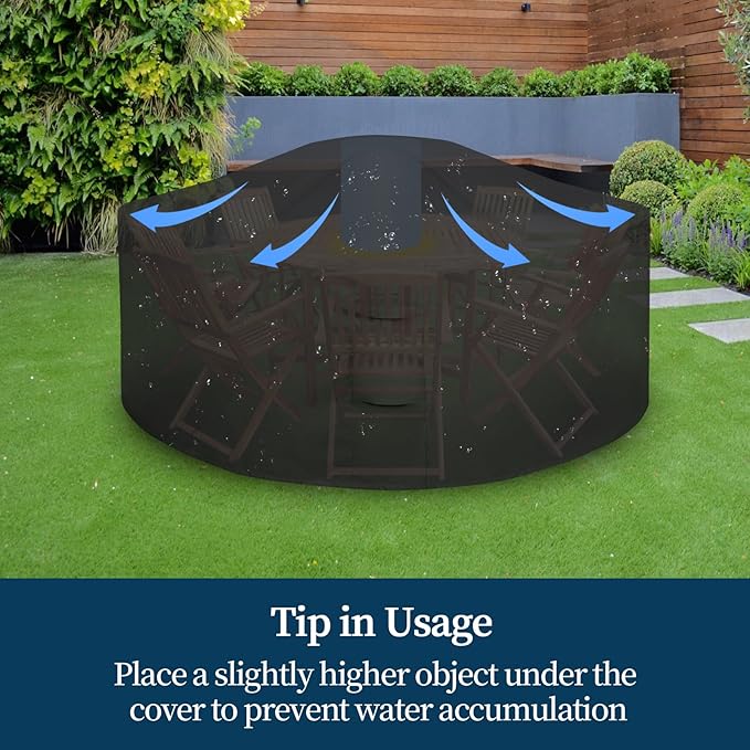 Easy-Going Round Patio Furniture Cover Waterproof Outdoor Dining Table and Chair Cover Anti-UV Outside Sectional Sofa Set Covers (84"DIA x 28"H, Black)