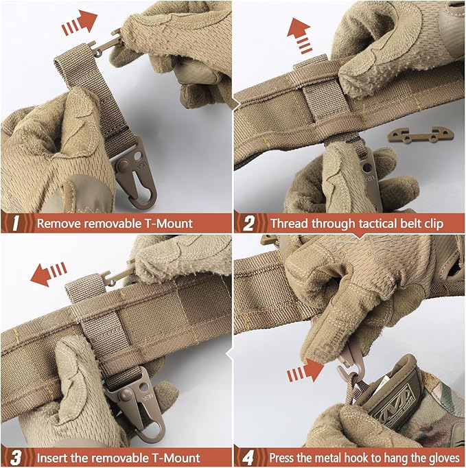 LIVANS Molle Belt Clip Key Holder Tactical Battle Belt Plate Carrier Vest Attachment Clip for Hanging Keys or Gloves, Universal Fit Molle Accessories Clip |T-Mount Clash Hook, Include Z-Buckle