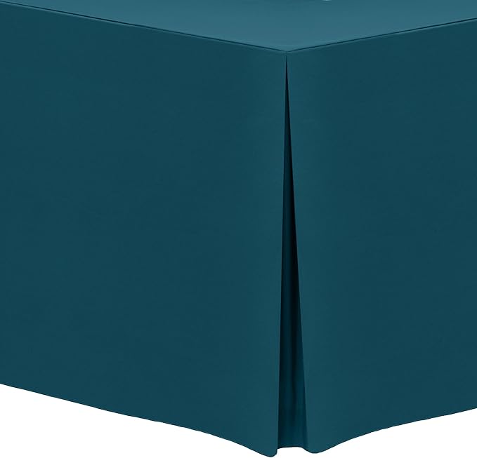 Ultimate Textile 5 ft. Fitted Polyester Tablecloth - Fits 30 x 60-Inch Banquet and Folding Rectangular Tables - 42" H, Lagoon Blue
