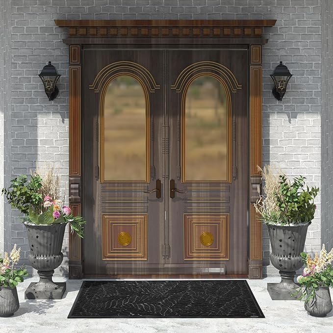 Yimobra 60x36 Large Door Mat Outdoor Indoor, All-Season Waterproof Door Mat Outside Entrance, All-Weather Non-Slip Outside Doormat for Garage Patio Entryway, Black