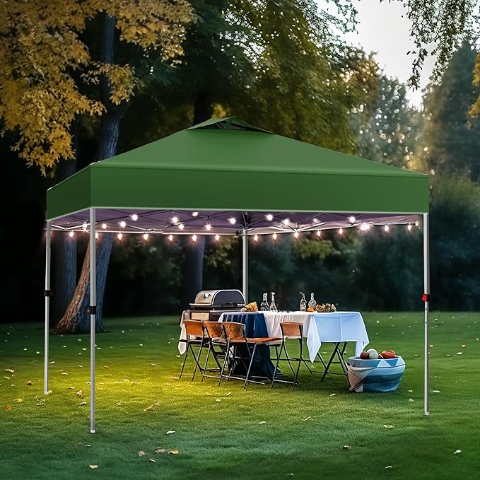 PHI VILLA 10x10 Pop Up Canopy Tent Easy Outdoor Sun Shade for Events Party Tent, 100 Sq. Ft of Shade, Green
