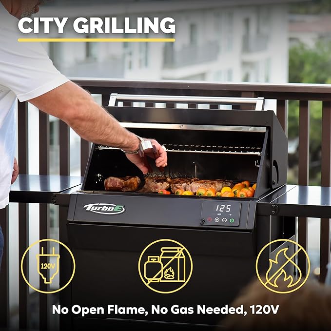 Turbo E XL Electric Grill, 1700W Infrared, Warming Rack and Probe, Apartment Friendly