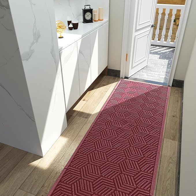 Yimobra Outdoor Indoor Runner Mat 72x24, All-Season Waterproof Entrance Mat for Front Door with Drainage Holes, Heavy Duty Non-Slip Doormat for Garage Patio Entryway, Red