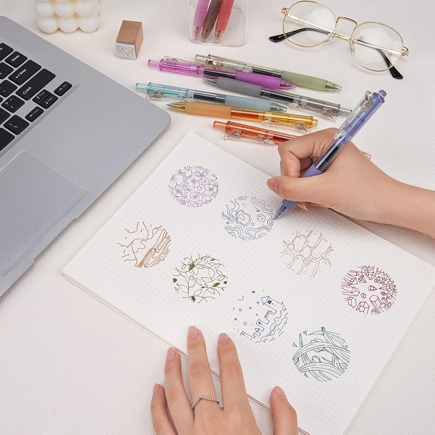 WRITECH Retractable Gel Pens Quick Dry Ink Pens 0.5mm Bullet Multicolor For Journaling, Drawing, Doodling, and Notetaking (Multicolor)