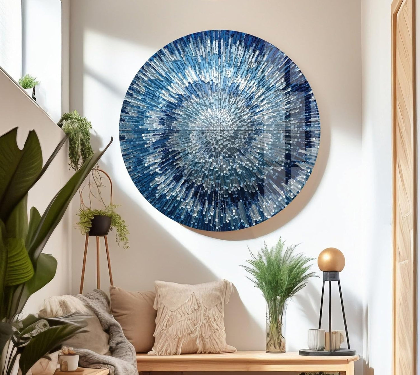 My Photostation.com 60WX40H'' Abstract Blue Textured Glass Wall ArtTempered Glass Printing Wall Decor Large Wall Art Wall Hangings