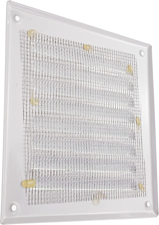 Vent Systems - 5 x 5 Inch (Inner) Pack of 5 White Metal Square Soffit Air Vent Grille Cover, Register Vent Deflector Louver Built-in Mesh HVAC for Bathroom Home Office Kitchen 6.5" x 6.5" (Outer)