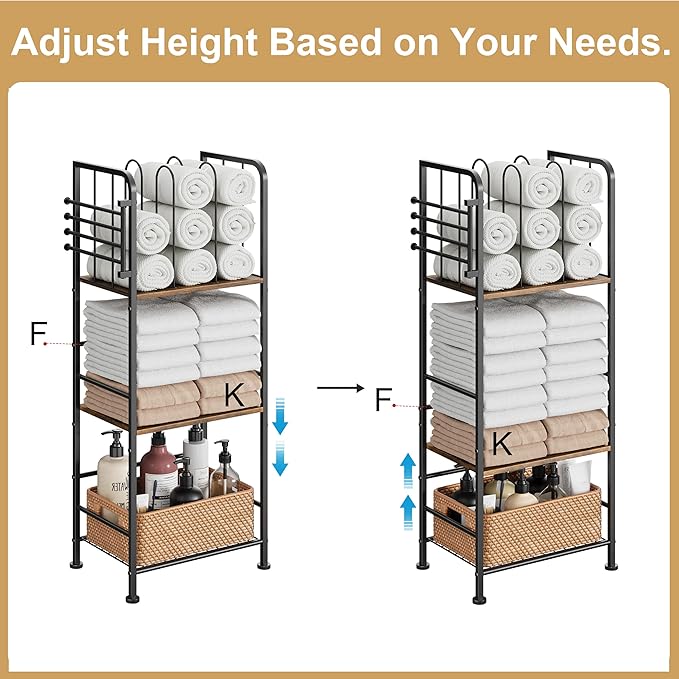 Towel Rack Free Standing 3-Tier M-Shaped Detachable Dividers, 4 Rotatable Bars Fast Drying, Pool Towel Rack, Space-Saving Towel Storage Organizer, Bath Towel Shelf for Home, Poolside Patent Pending