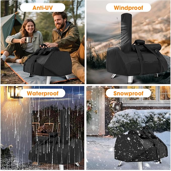 Carry Cover for Ooni Karu 16 and Karu 2 Pro Pizza Oven, Waterproof Pizza Oven Cover with Chimney Bag for Outdoor, Heavy Duty Portable Outside Dust Pizza Oven Accessories with Adjustable Buckle Straps