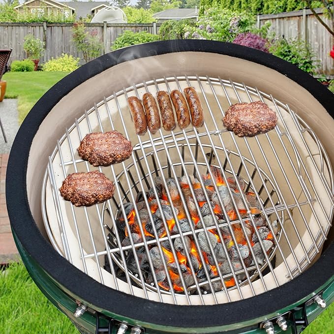 onlyfire Charcoal Ash Basket Fits Medium Big Green Egg, Stainless Steel Charcoal Holder with Handles, Grilling Accessories for Better Airflow