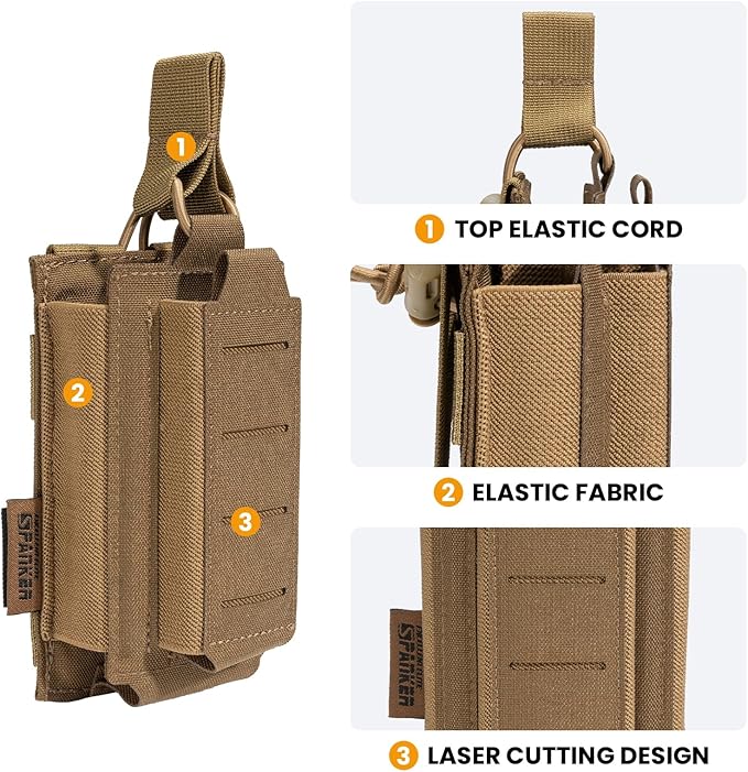EXCELLENT ELITE SPANKER Tactical Open-Top Single/Double/Triple Molle Mag Pouch for Pistol Mag Pouch Tactical Bag Accessories Holder