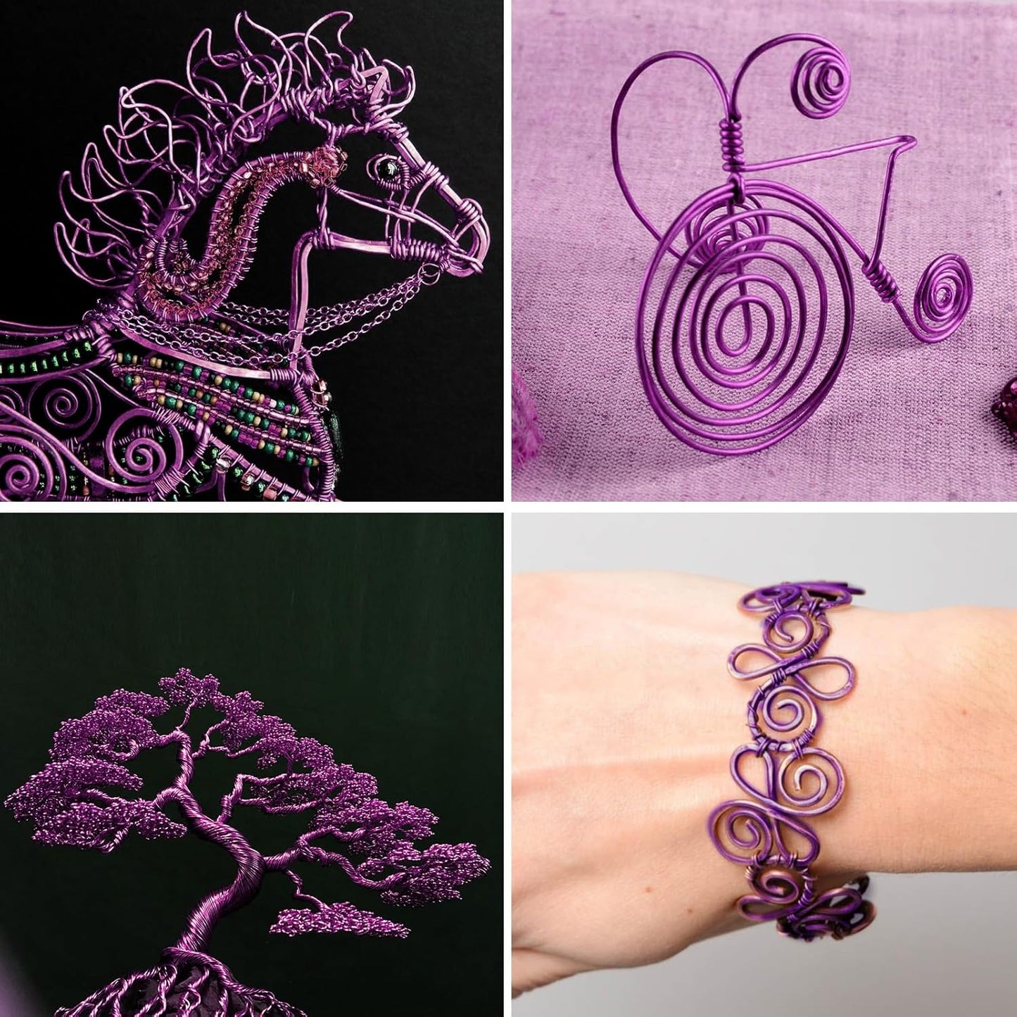 Aluminum Craft Wire, 95 Feet 2.0mm/ 14 Gauge Purple Bendable Soft Metal Aluminum Wire Roll Bulk for DIY Crafts Sculpting Jewelry Making