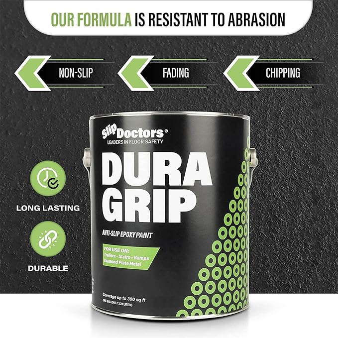 Dura Grip Anti-Slip Paint for Concrete, Wood, Tile and Metal – Non-Skid Coating for Floor, Decking and Ramps – Gallon (Medium Gray)
