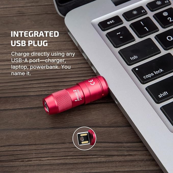 OLIGHT IMINI 2 EDC Rechargeable Keychain Flashlight, 50 Lumens Compact and Portable Mini LED Keyring Lights with Built-in Battery Ideal for Everyday Carry and Emergencies (Passionate Red)