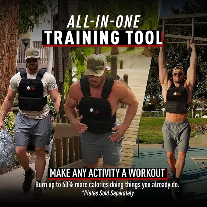 Wolf Tactical Adjustable Weighted Vest for Men & Women - Rucking, Workout, Running, Walking & CrossFit Weight Vest for Strength Training & Fitness