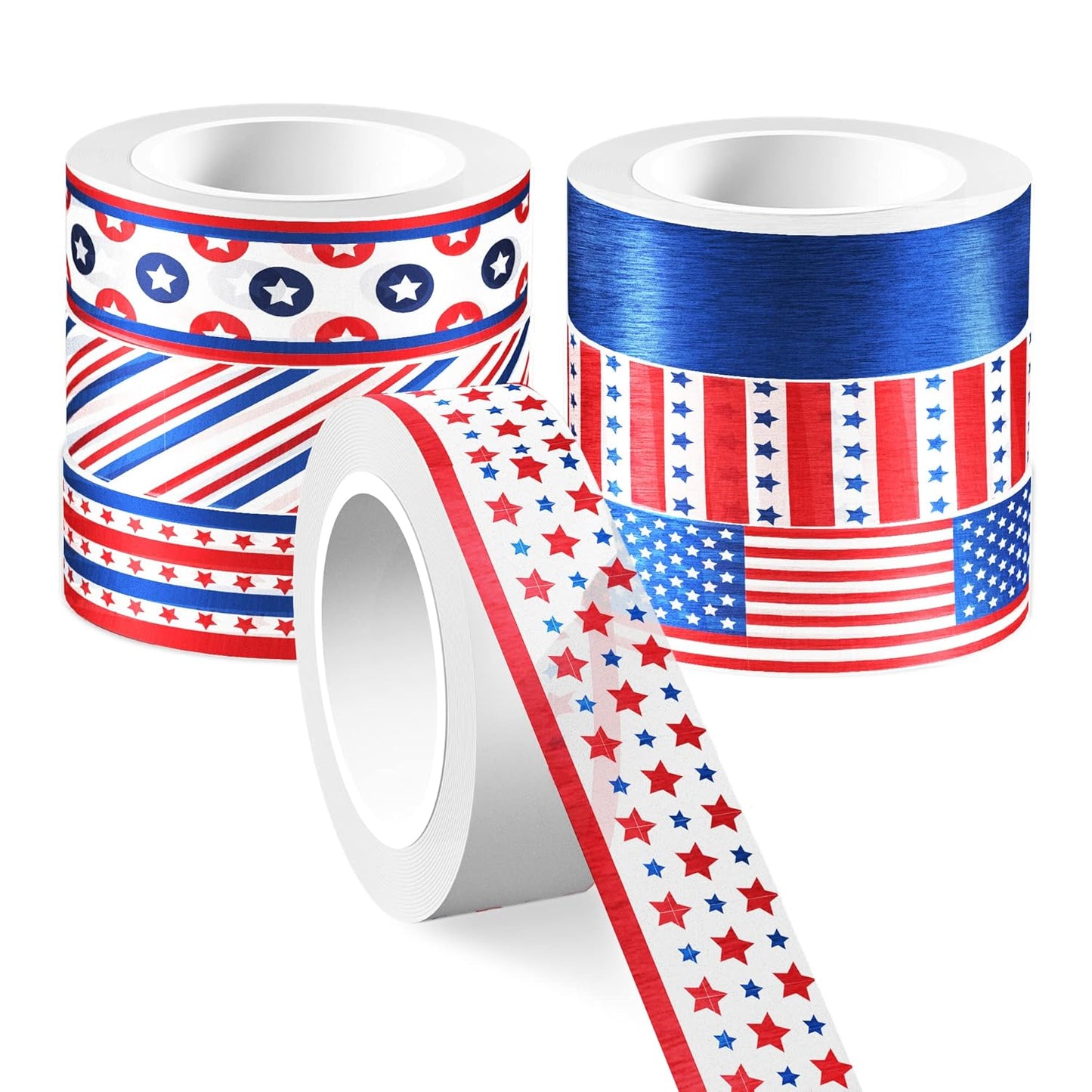 Adirasenotek Washi Tape 12 Rolls Patriotic Packing Tape American Flag Decorative Paper Stickers DIY Art Crafts