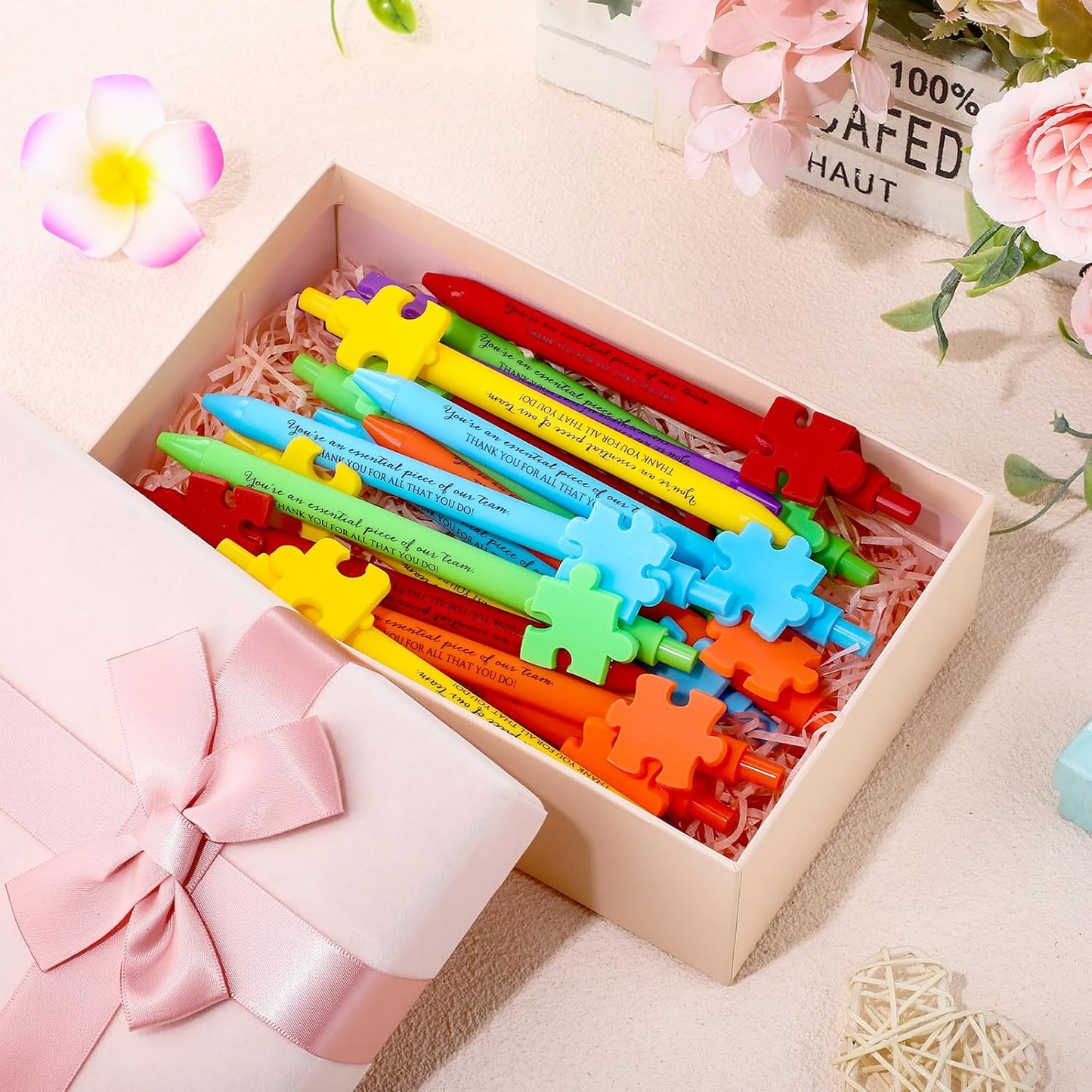 Eaasty 24 Pcs Employee Appreciation Gifts Bulk Inspirational Puzzle Pens Thank You Ballpoint Pens for Coworkers Staff Team Teacher Nurse Pastor Boss's Day Vet Tech Week Pharmacy Technicians Day Gifts