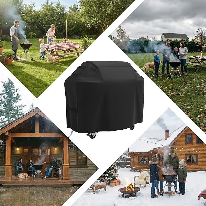 Grill Cover, Grill Covers for Outside Heavy Duty Waterproof 55 inch, BBQ Grill Cover with Adjustable Straps, Oxford Fabric for Weber, Genesis, Charbroil, etc