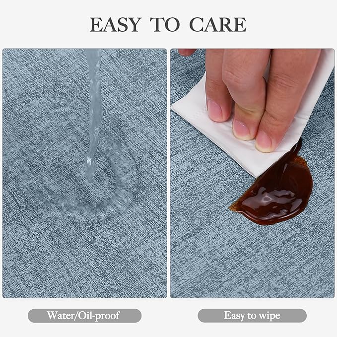 Faux Leather Heat Resistant Placemats Set of 6 – Waterproof Oilproof Wipeable Dining PU Vinyl Place Mat Easy Clean Table Mats for Kitchen/Dining/Party/Holiday, Blue