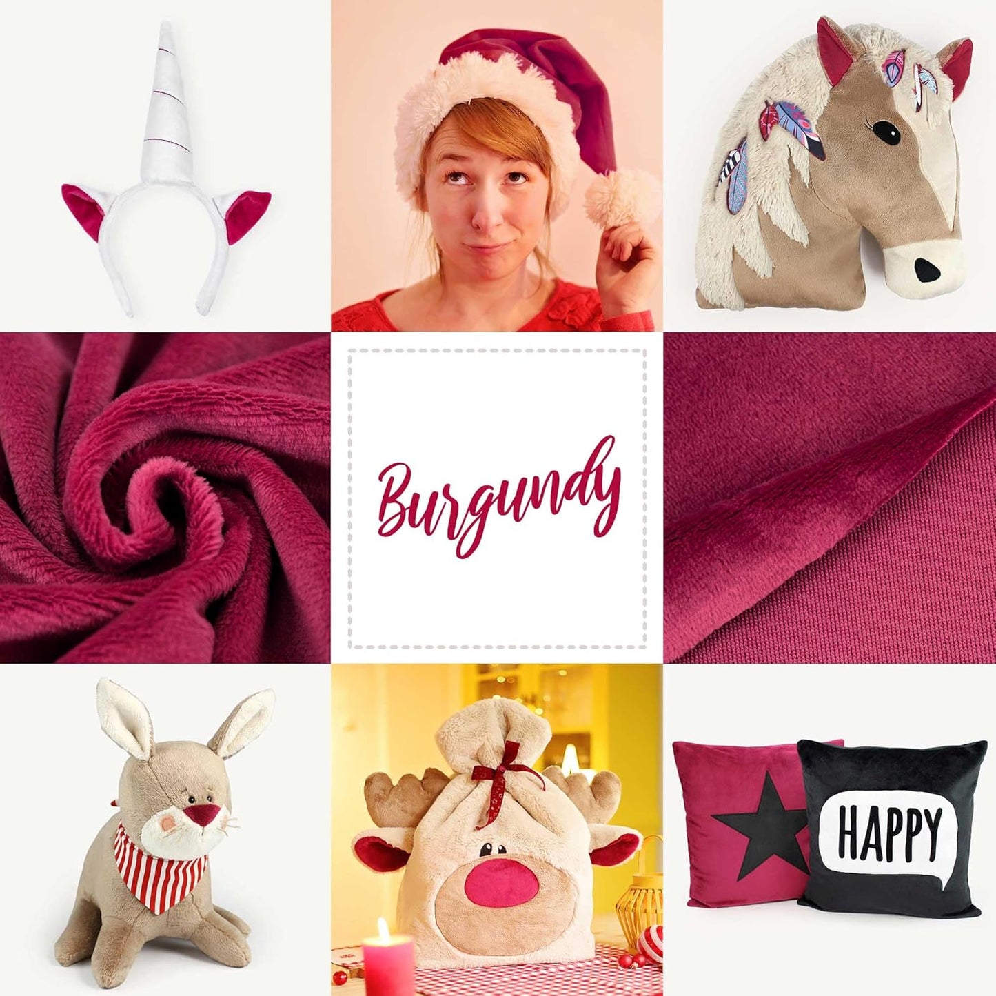 kullaloo Plush Fabric | Solid Burgundy Minky Fabric for Sewing (Pack of 2) | Super Soft Cuddle Material | 39.5x29.5 | Plushies, Baby Blankets, Pillows, Dog Beds, Cat Beds, Baby Accessories, Apparel