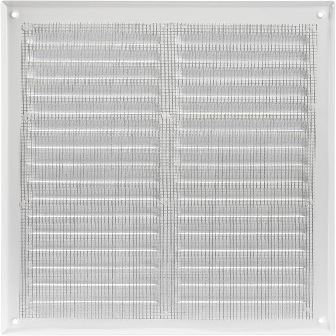 Square Ventilation Grille / 10" x 10" Inch Inside Measurement/White Metal Air Vent Louver - Inside/Outside use / 11.6" x 11.6" Inch Outer Measurement