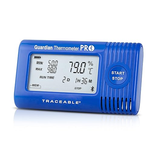 Guardian Thermometer PRO Bluetooth Temperature Data Logger, Internal Temperature Sensor, NIST Traceable Calibration Included, Configure and Download with Free App
