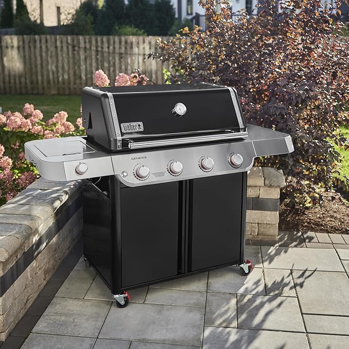 Weber Genesis E-415 Liquid Propane Gas Grill for Outdoor Grilling, 4 Burners, Black