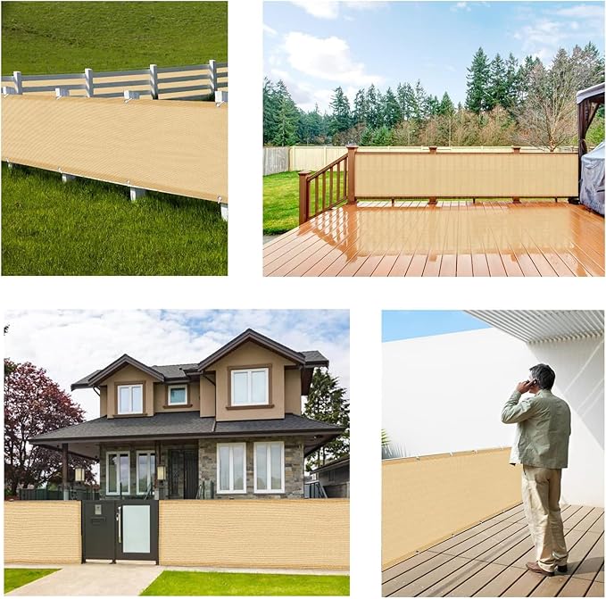 LOVE STORY Balcony Privacy Screen, 3.3' x19.7' Sand Deck Shield Screen Fence Cover (HDPE),UV Protection and Weather-Resistant,3 FT Height for Deck, Patio, Backyard, Outdoor Pool, Porch, Railing