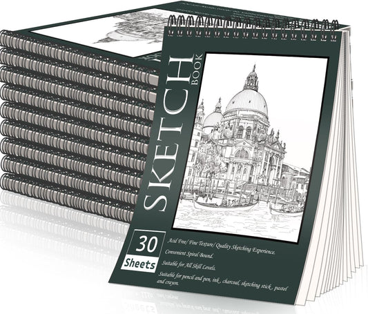OSIMIG 10 Pack Sketch Books - 8.5" x 11", Top Spiral Bound Sketch Pad, 300 Sheet Total (68lb/100gsm), Drawing Paper Pad, Sketchbooks for Kids & Adults