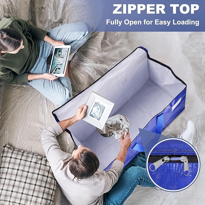 StorageRight Moving Bags-Heavy Duty Moving Boxes, Storage Totes with Zipper, Reinforced Handles and Tag Pocket-Collapsible Moving Supplies for moving, Storage and Travel 93L(Four Colors-8 Pack)