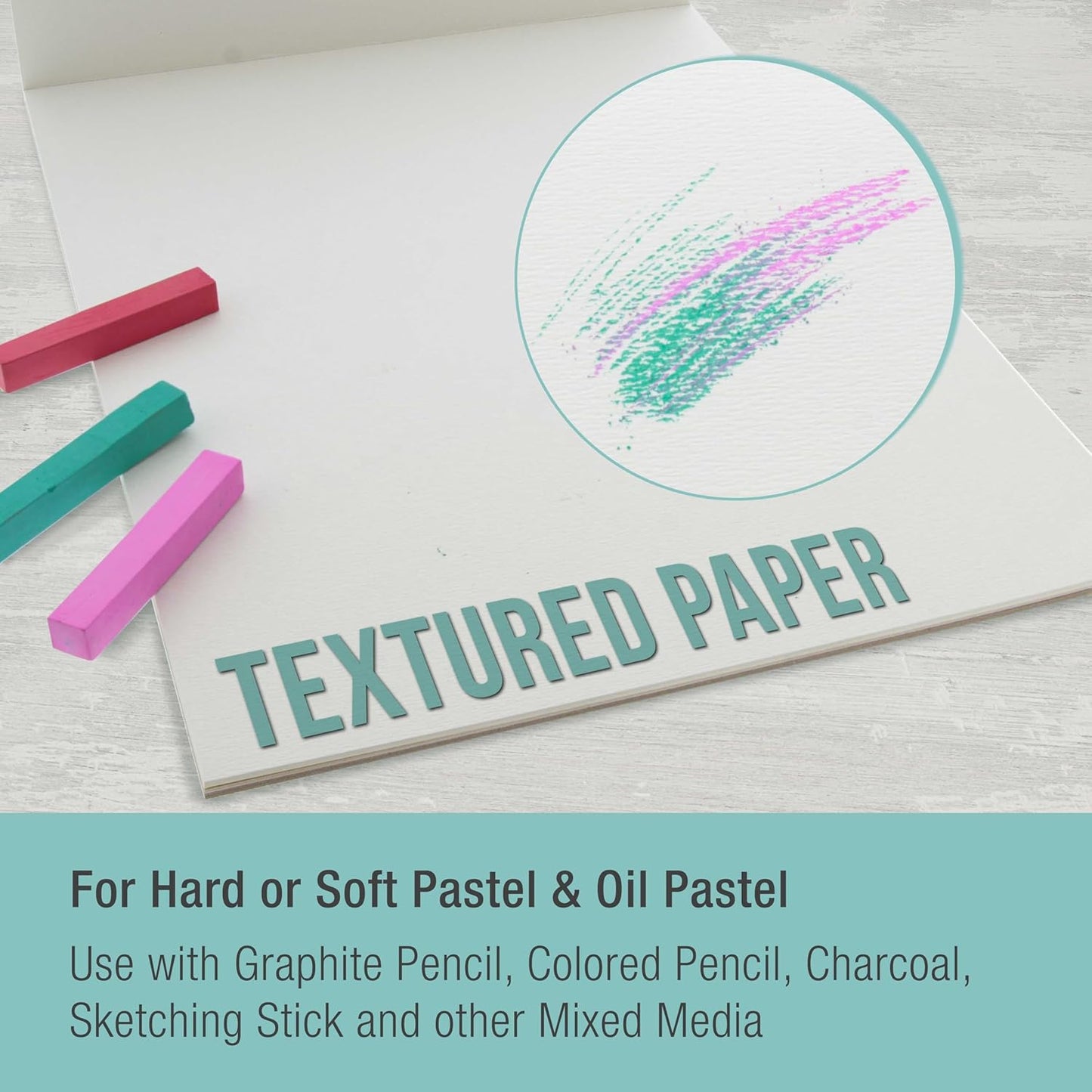 U.S. Art Supply 9" x 12" Pastel Paper Pad: 2 Pack (32 Sheet Total), 80lb (180gsm), 4 Neutral Toned Colors, Textured Hard or Soft Oil Pastel Paper, Drawing Sketchbook Pad, Mixed Media