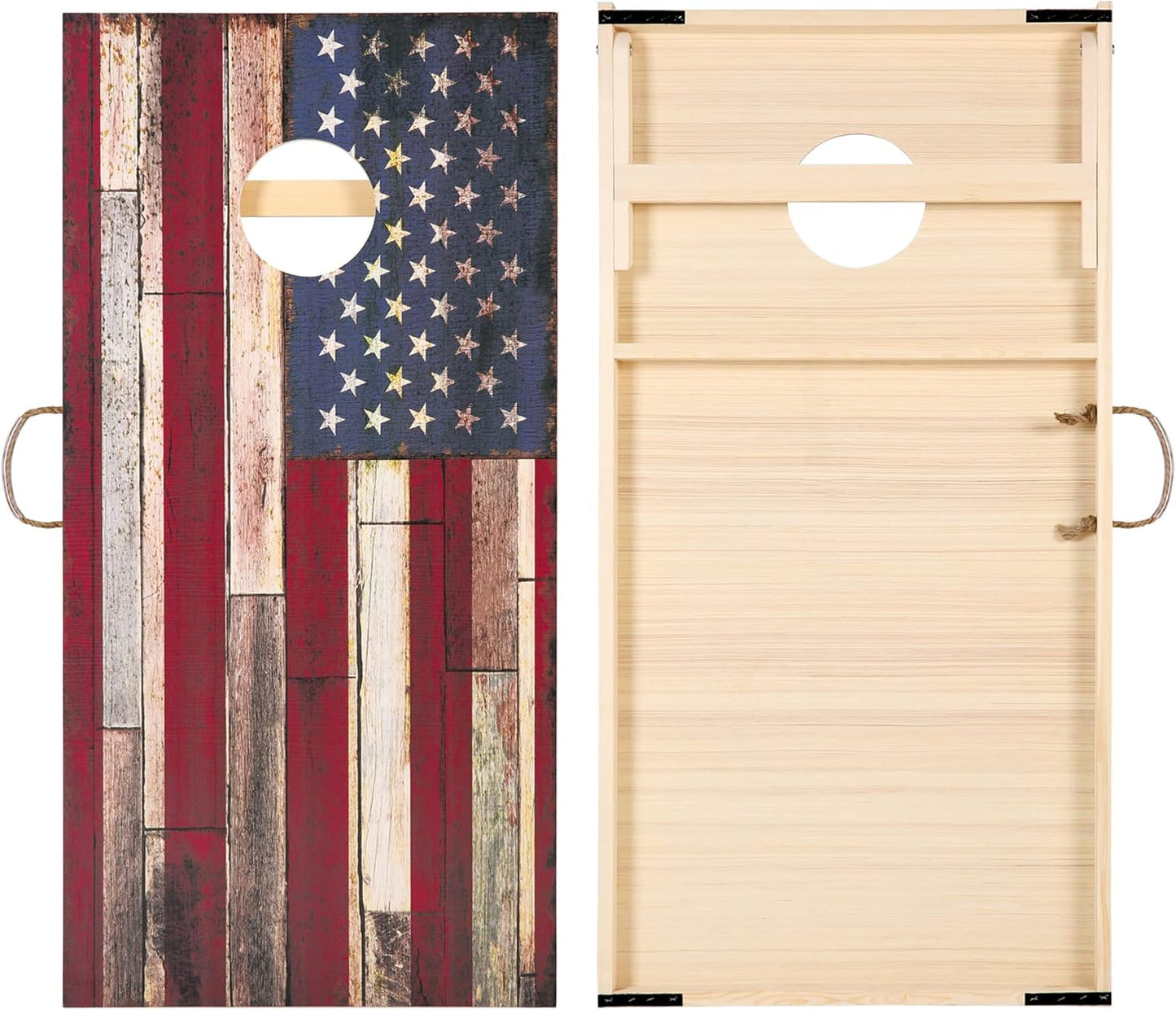 Solid Wood Vintage Cornhole Game Set, Two 4'x2'Cornhole Boards, 8 Cornhole Bags for Indoor and Outdoor Toss Games Competitions, Tournaments