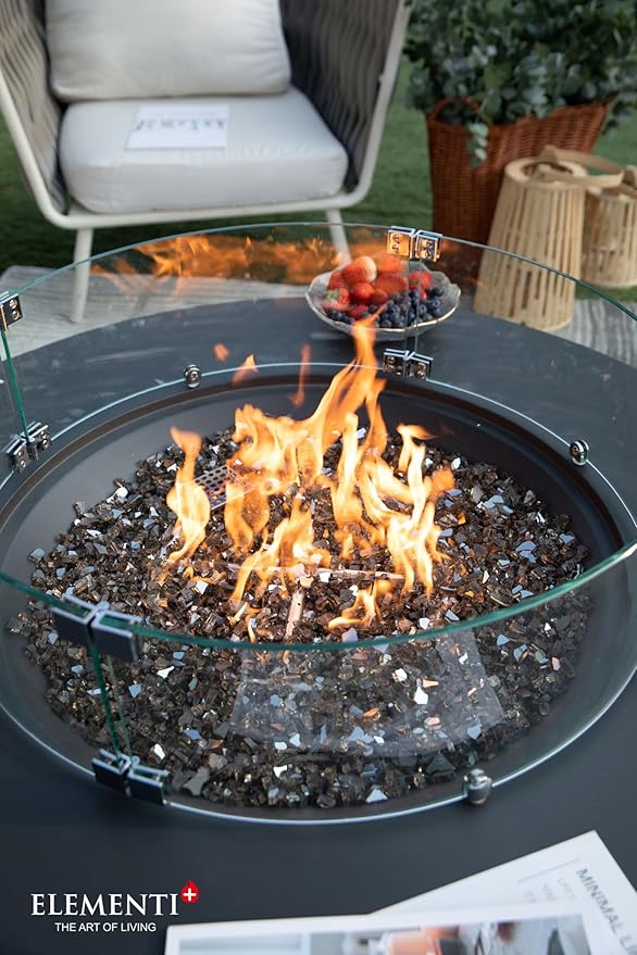 All Fire Table Pit Wind Screens and Stainless Steel Buner Lid from ELEMENTI | ELEMENTI Plus and MODENO (Wind Screens, Round 25.4" WS - 022)