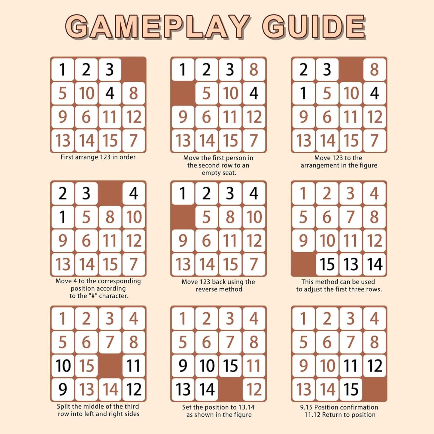 Wooden Number Sliding Puzzle，Brain Teasers Toy Tangram Slide Puzzle Game，Sequential Puzzles Board Game，Educational Toys for Kids and Adults (1-8 Samll Size)