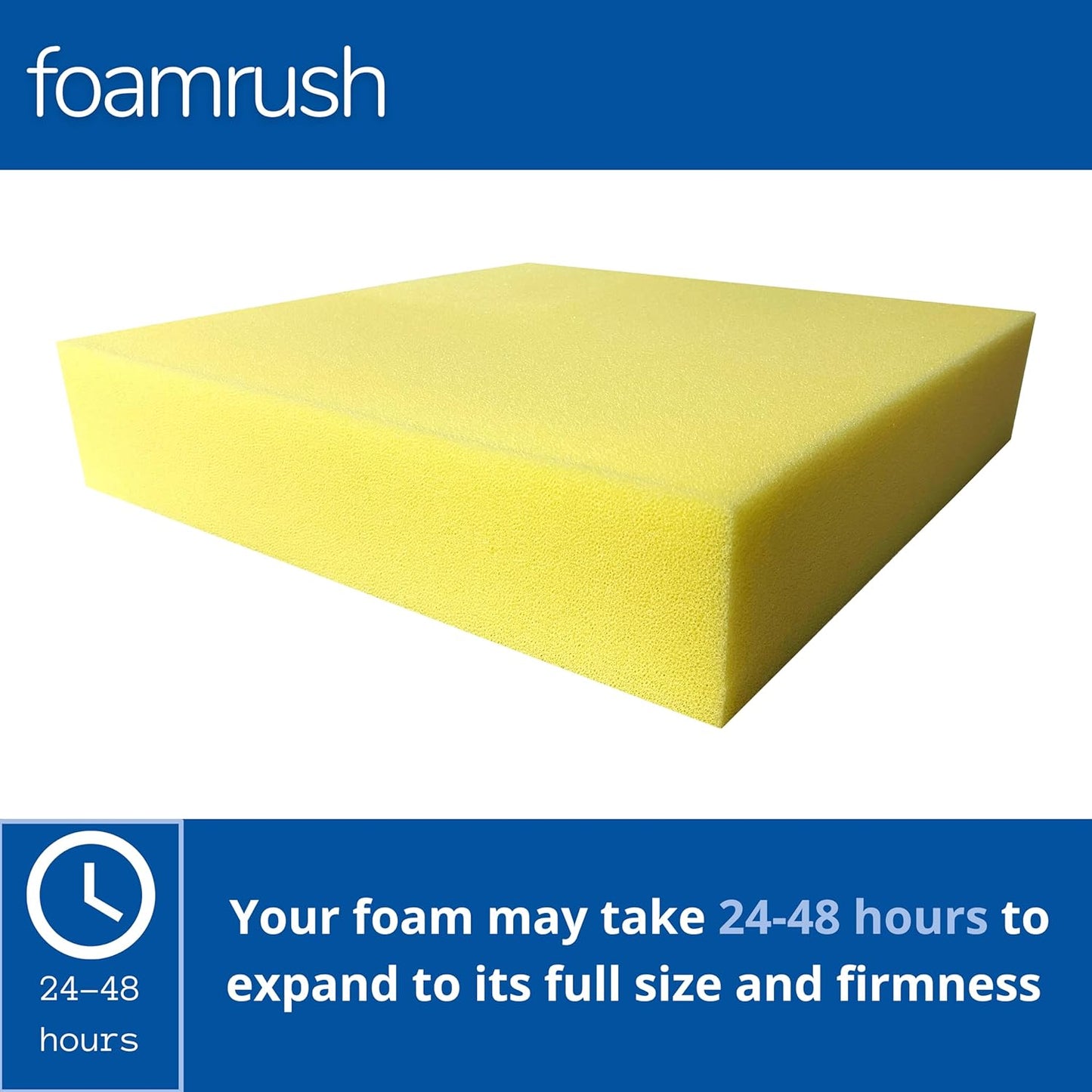 FoamRush 9" x 24" x 24" Water-Resistant Dry Fast Outdoor Upholstery Foam Sheet for Outdoor & Marine Furniture (Chair Cushion Foam for Patio Furniture, Boat Seat Cushion Replacement)