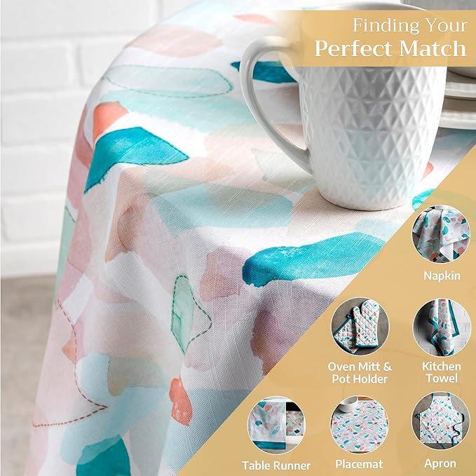 Maison d' Hermine Table Cloth Round Table 100% Cotton 63 Inches Tablecloth Reusable Decorative Everyday Use for Dining Room, Farmhouse, Home, Party, Festive & Wedding Spring Summer - Summer Picnic