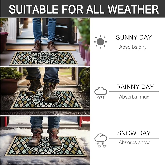 CHICHIC Welcome Door Mat 24 x 36 Inch Front Doormat Outdoors for Home Entrance Outdoors Mat for Outside Entry Way Doormat Entry Rugs, Heavy Duty Non Slip Rubber Back Low Profile, Flower