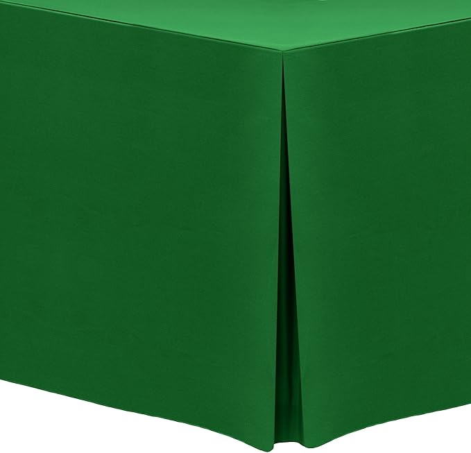 Ultimate Textile 5 ft. Fitted Polyester Tablecloth - Fits 30 x 60-Inch Banquet and Folding Rectangular Tables - 42" H, Emerald Green