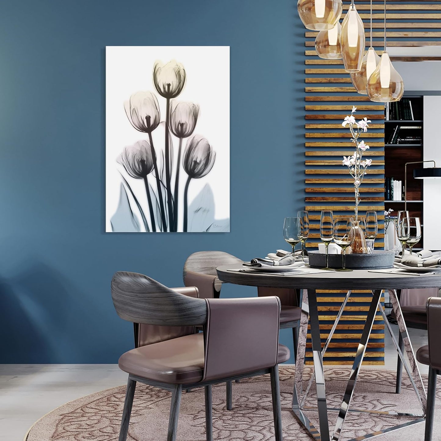 Empire Art Direct 48"x32" Frameless Tempered Glass Wall Art, Springing Tulips Wall Art, Flower Wall Decor, Ready to Hang, X-Photography Wall Decor, Living Room, Bedroom, Home Office