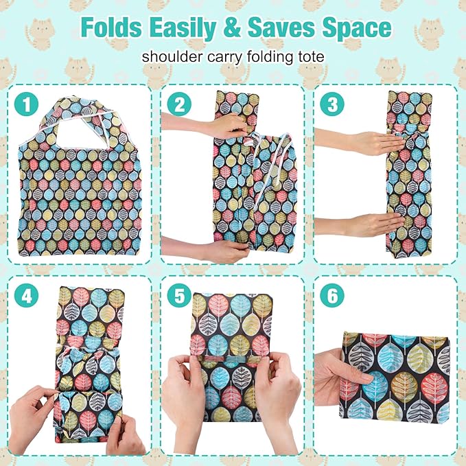 Eccliy 24 Pieces Reusable Grocery Bags Polyester Shopping Bags for Groceries Multi Colors Reusable Foldable Shopping Tote (Geometric Rules)