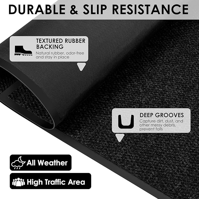 3′ x 49′ Front Door Mat Indoor Outdoor Entrance, Commercial Floor Mat Heavy Duty Dirt Trapper Entryway Doormat, Custom Size Non Slip Rubber Backing Welcome mat, Door Mat for High Traffic Area