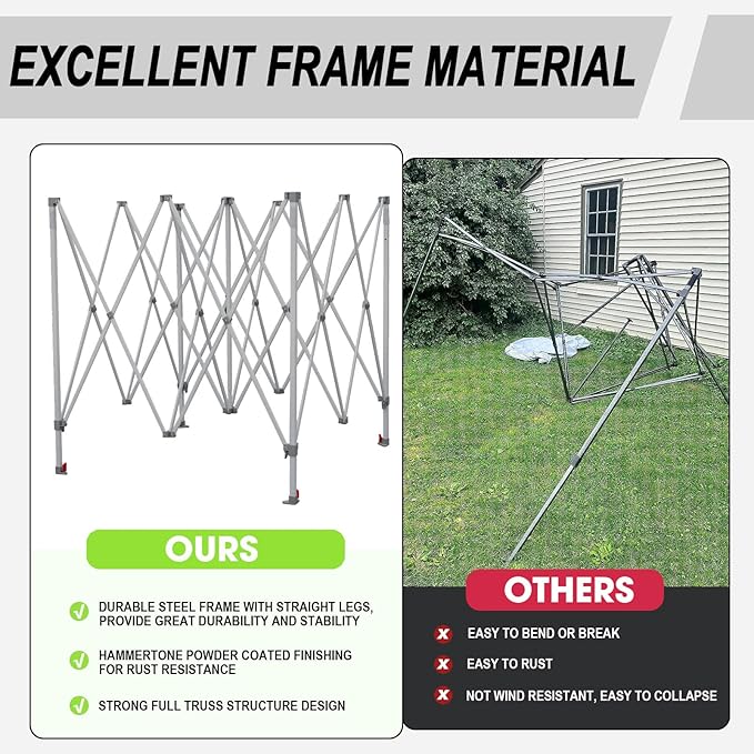 Eurmax USA Standard 10x10ft Patio Pop Up Canopy Tent for Outdoor Events Commercial Instant Canopies with Heavy Duty Roller Bag,Bonus 4 Canopy Sand Bags(Field Green)