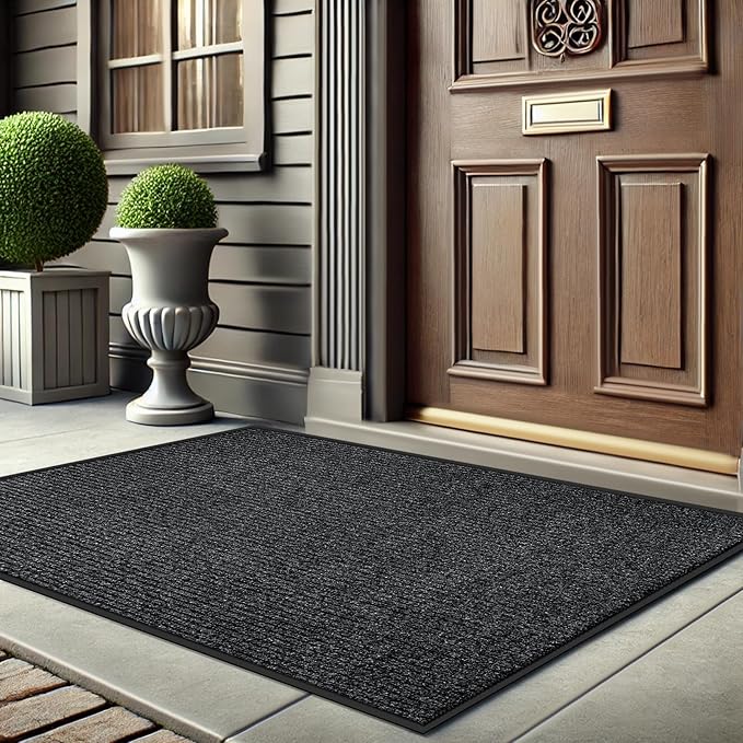 Azadx 4'x8' Indoor Outdoor Door Mat Heavy Duty Front Door Mat Ultra Absorbent Muddy Dirt Resist Welcome Door Mats Non-Slip Backing Entrance Mat for Home Commercial Outdoor Entrance Floor Mat