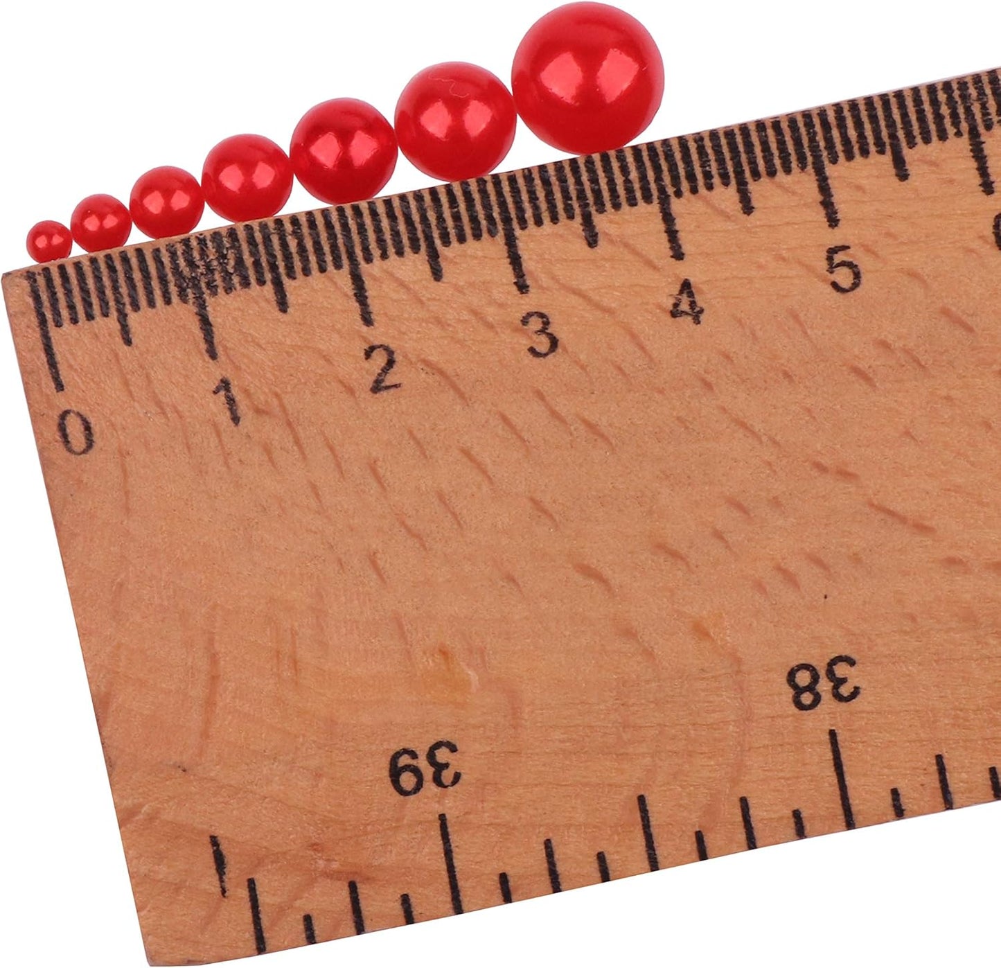 YAKA 3000 PCS 1 Box 7Sizes 2.5/3/4/5/6/8/10mm Flat Back Half Round Pearl Cabochon Bead Loose Beads Gem for Nail Craft Scrapbook DIY Decoration (Red)