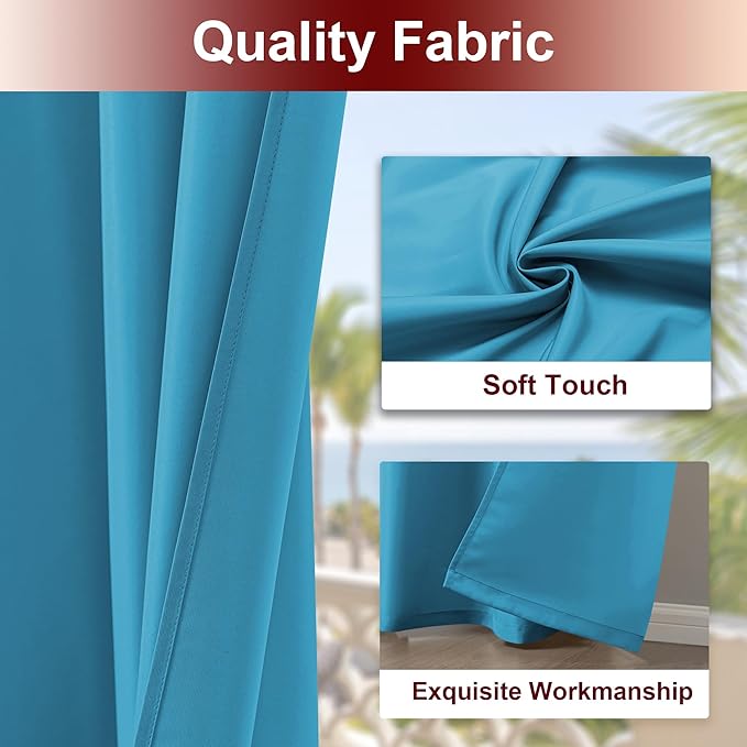HolidayIdeas Grommet Outdoor Curtains for Patio Waterproof 8 Pcs All Weather Balcony Outside Curtains for Apartments, Gazebo, Pergolas, Porch, 54x95 Inch, Teal